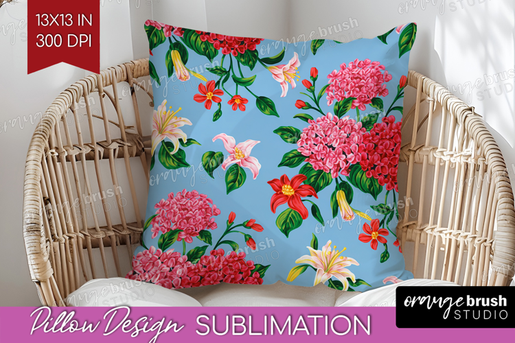 Summer Flowers Pillow Sublimation - Floral Pillow Cover PNG