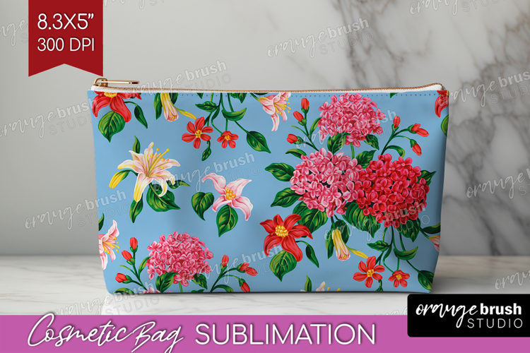 Summer Flowers Cosmetic Bag - Floral Makeup Bag PNG