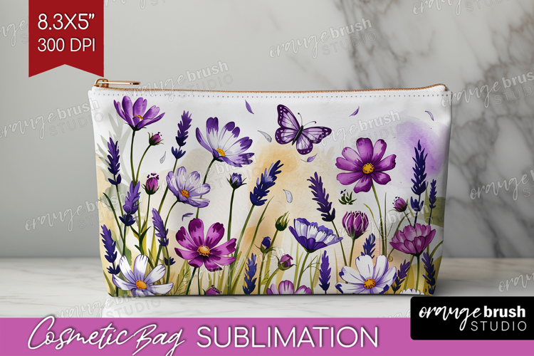 Summer Flowers Cosmetic Bag - Floral Makeup Bag PNG