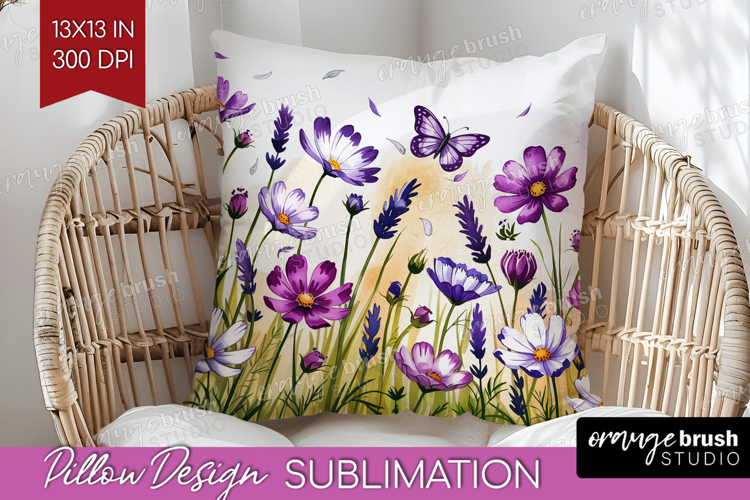 Summer Flowers Pillow Sublimation - Floral Pillow Cover PNG