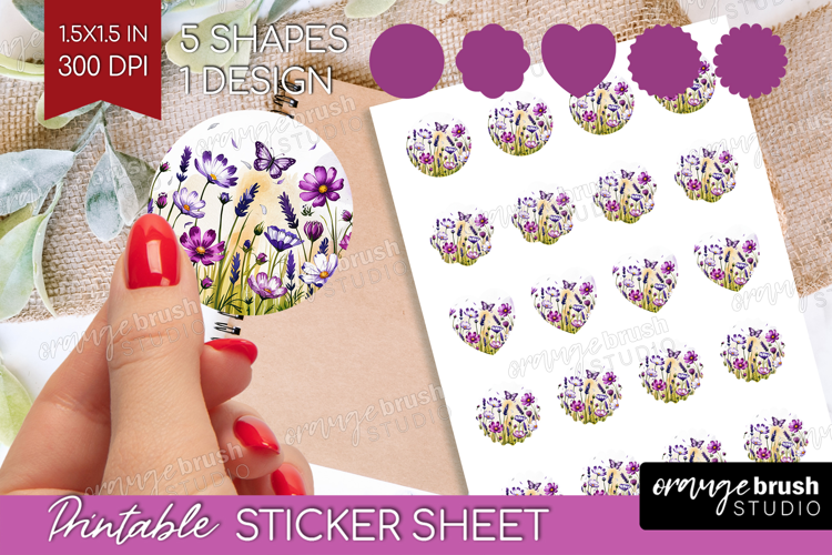 Summer Flowers Round Sticker - Floral Printable Sticker