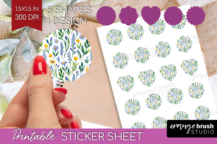Summer Flowers Round Sticker - Floral Printable Sticker