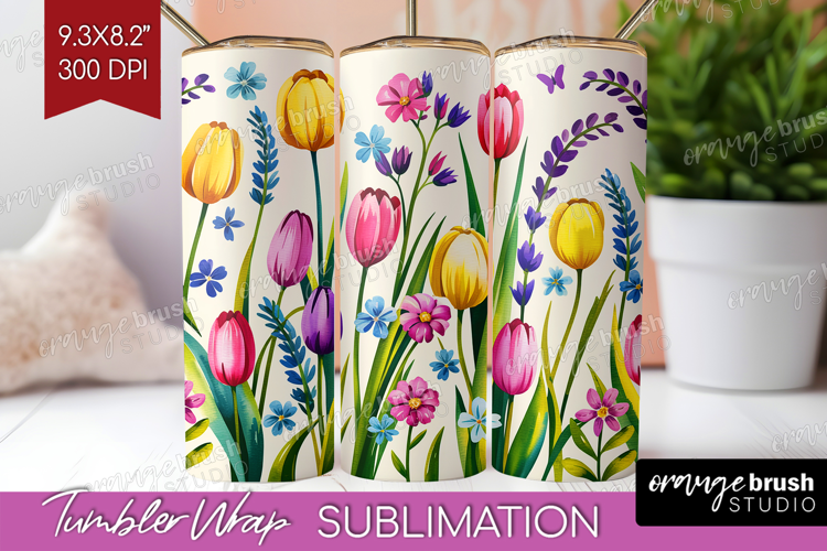 Summer Flowers Tumbler Wrap - Floral Tumbler PNG Sublimation