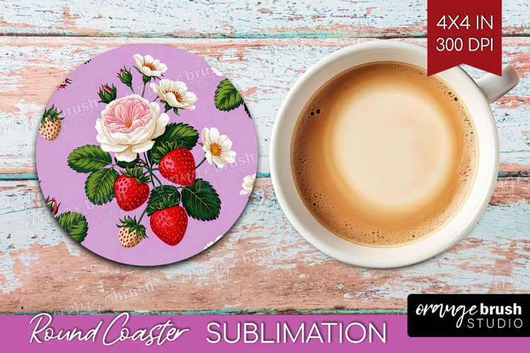 Summer Flowers Round Coaster - Floral Coaster PNG
