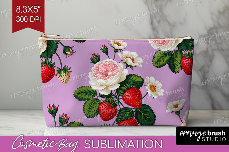 Summer Flowers Cosmetic Bag - Floral Makeup Bag PNG