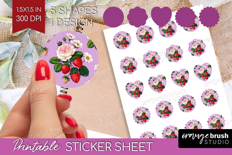 Summer Flowers Round Sticker - Floral Printable Sticker