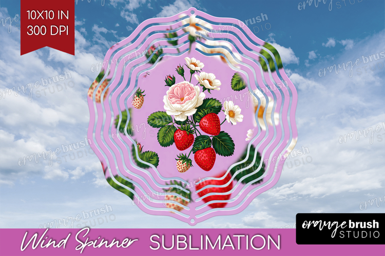 Summer Flowers Wind Spinner Sublimation PNG - Floral Round
