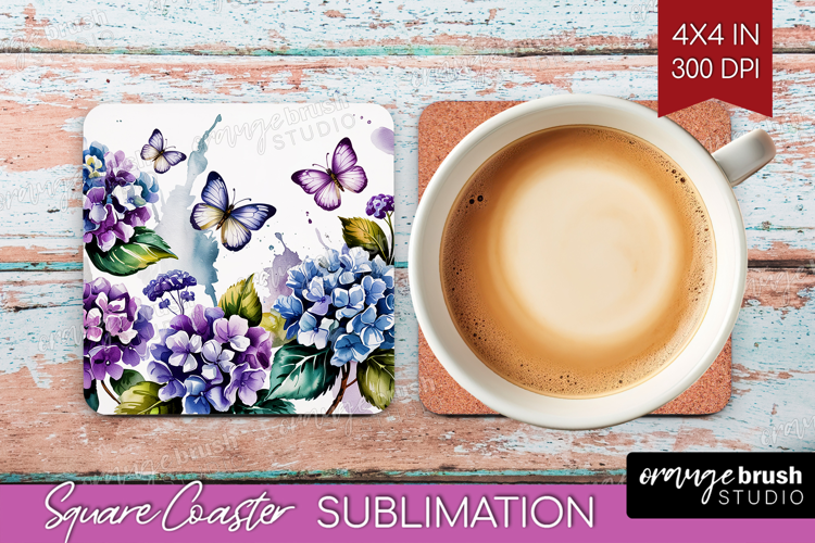 Summer Flowers Square Coaster - Floral Coaster PNG
