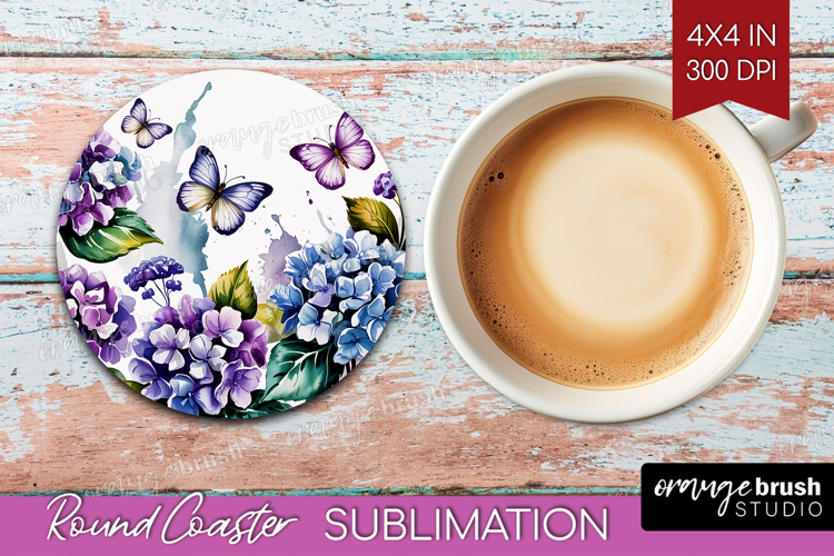 Summer Flowers Round Coaster - Floral Coaster PNG