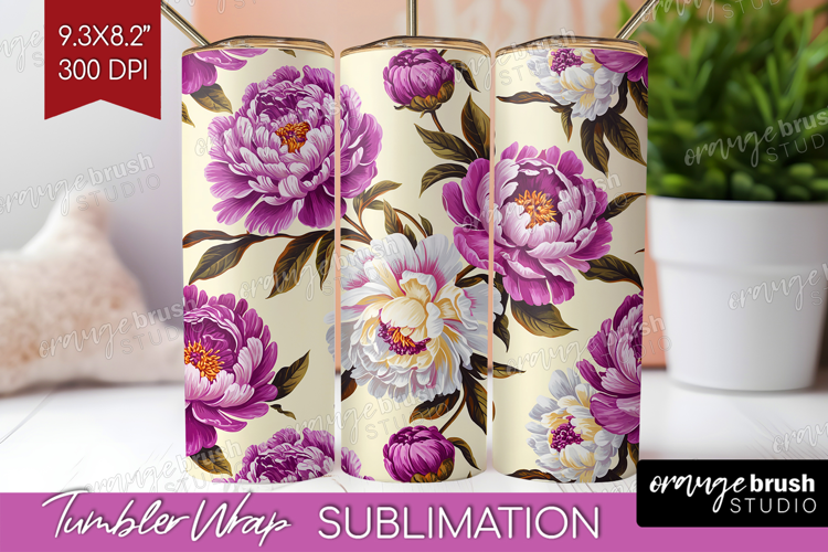 Summer Flowers Tumbler Wrap - Floral Tumbler PNG Sublimation