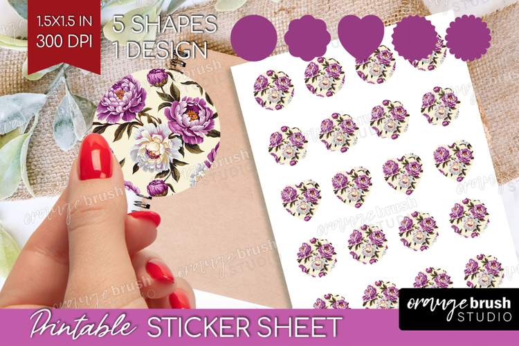 Summer Flowers Round Sticker - Floral Printable Sticker