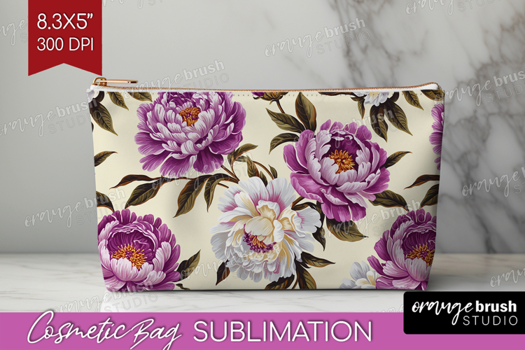 Summer Flowers Cosmetic Bag - Floral Makeup Bag PNG