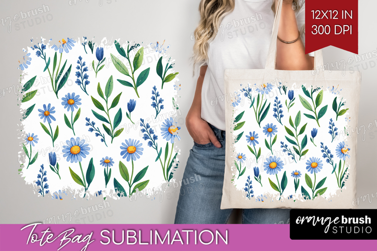 Summer Flowers Tote Bag - Floral Tote Bag PNG Sublimation