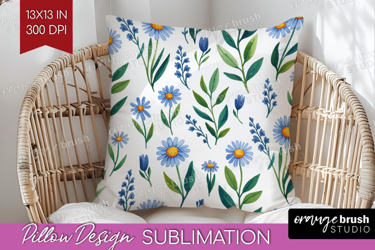Summer Flowers Pillow Sublimation - Floral Pillow Cover PNG