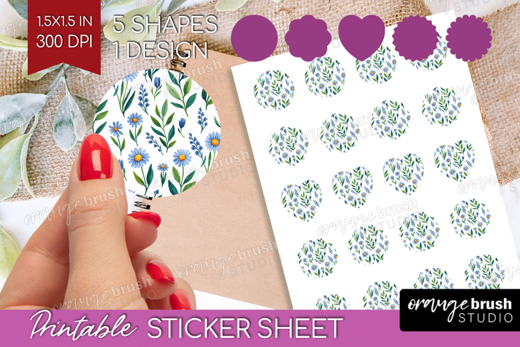 Summer Flowers Round Sticker - Floral Printable Sticker
