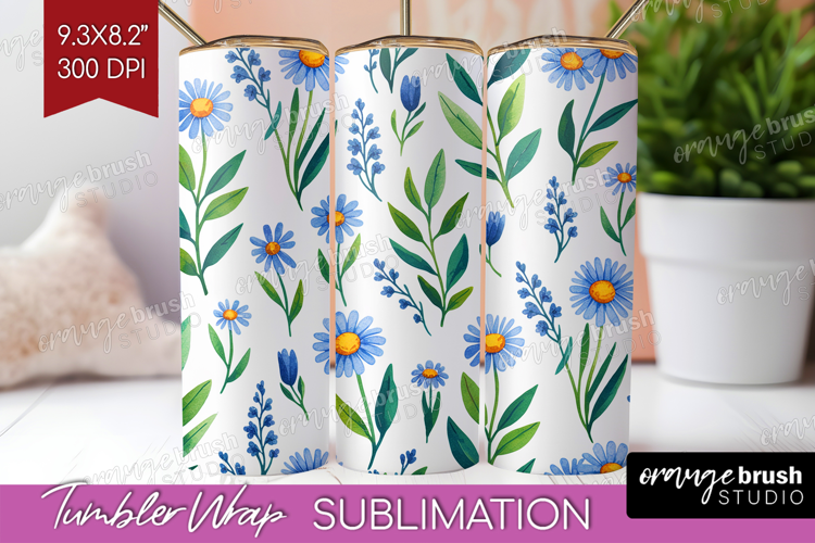 Summer Flowers Tumbler Wrap - Floral Tumbler PNG Sublimation