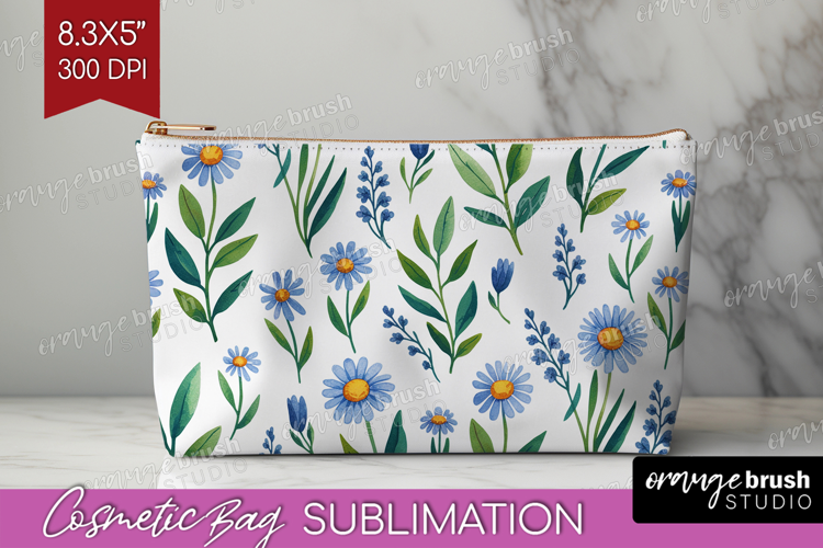 Summer Flowers Cosmetic Bag - Floral Makeup Bag PNG