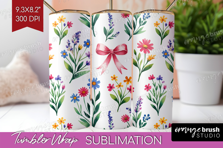 Summer Flowers Tumbler Wrap - Floral Tumbler PNG Sublimation