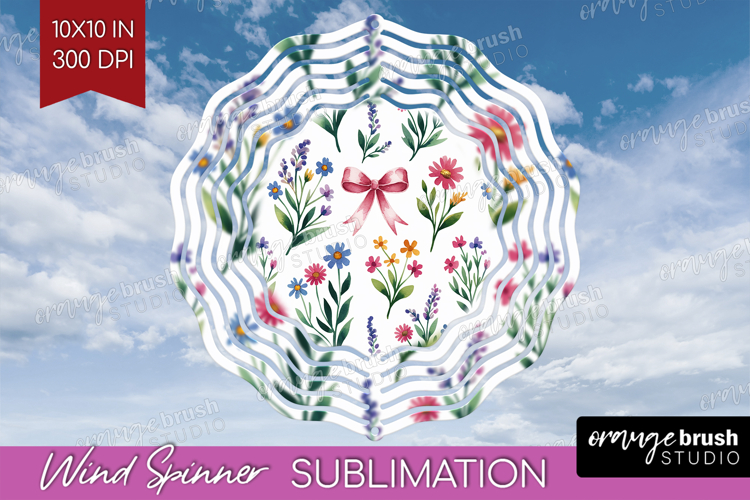 Summer Flowers Wind Spinner Sublimation PNG - Floral Round