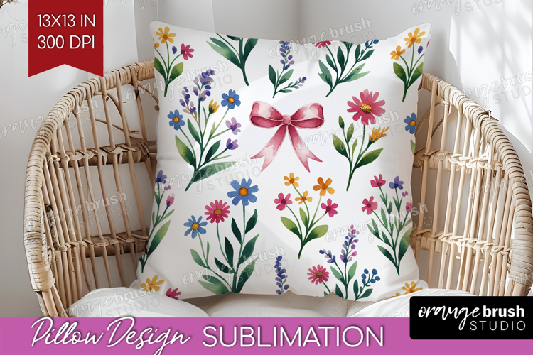 Summer Flowers Pillow Sublimation - Floral Pillow Cover PNG