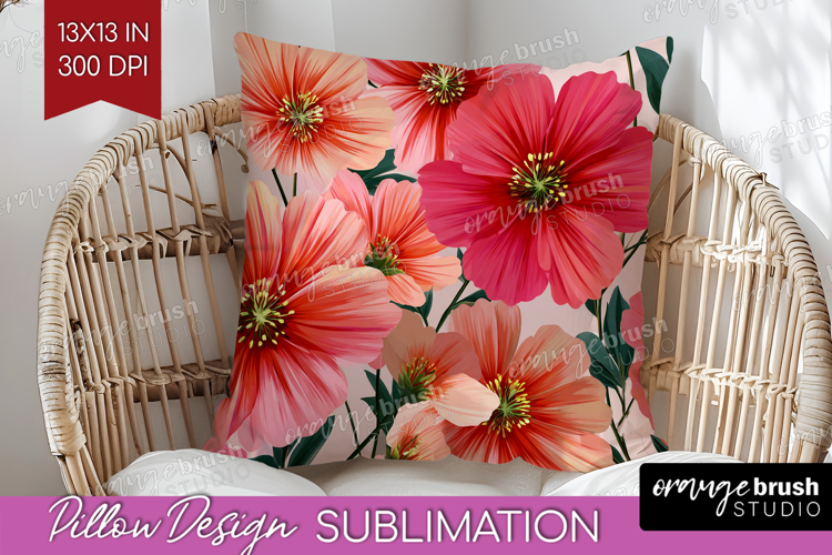 3D Flowers Pillow Sublimation - Summer Pillow Cover PNG