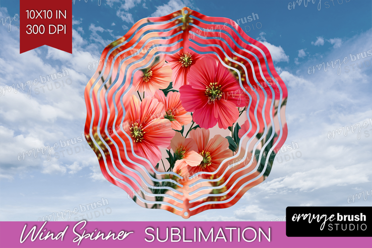 3D Flowers Wind Spinner Sublimation PNG - Summer Round