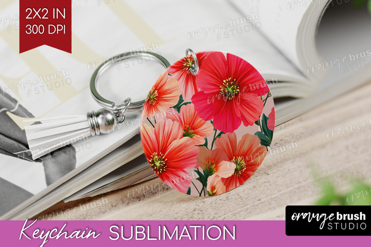 3D Flowers Keychain PNG - Summer Keychain Sublimation