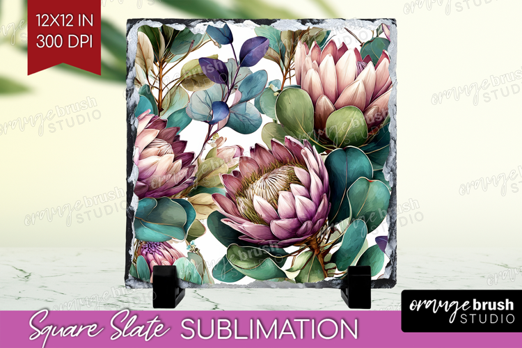 3D Flowers Slate PNG - Summer Square Slate Sublimation