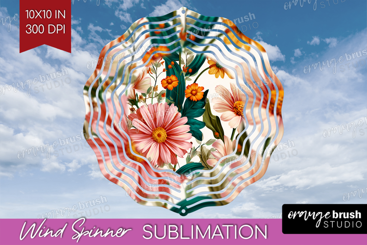 3D Flowers Wind Spinner Sublimation PNG - Summer Round