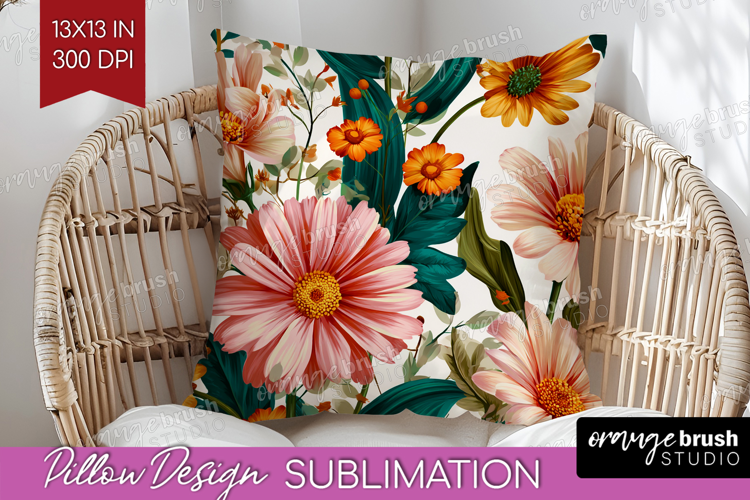 3D Flowers Pillow Sublimation - Summer Pillow Cover PNG