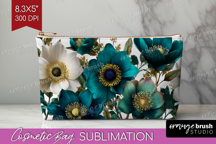 3D Flowers Cosmetic Bag - Summer Makeup Bag PNG Sublimation