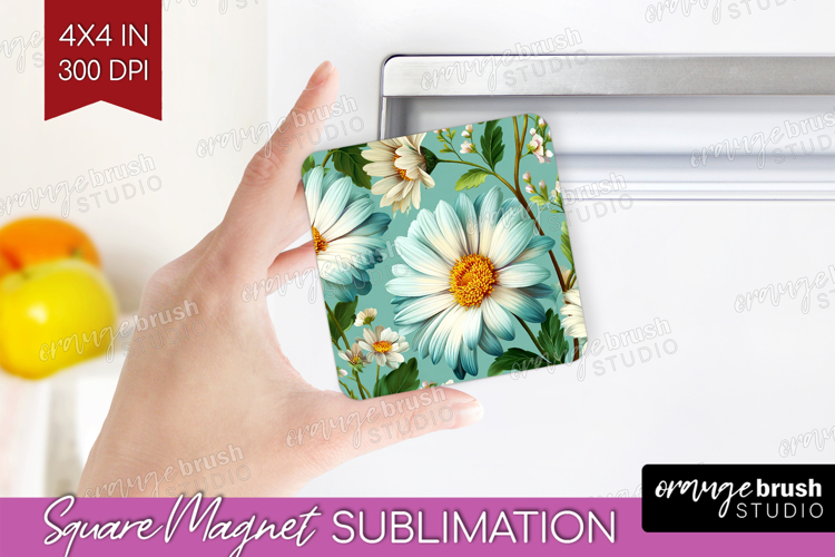 3D Flowers Magnet Sublimation - Summer Square Magnet PNG