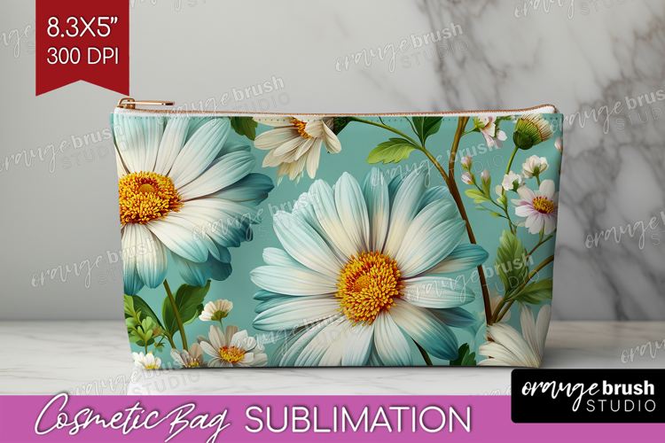 3D Flowers Cosmetic Bag - Summer Makeup Bag PNG Sublimation