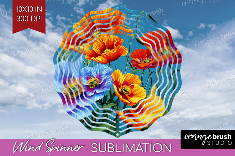 3D Flowers Wind Spinner Sublimation PNG - Summer Round