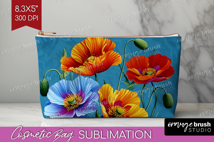 3D Flowers Cosmetic Bag - Summer Makeup Bag PNG Sublimation example image 1