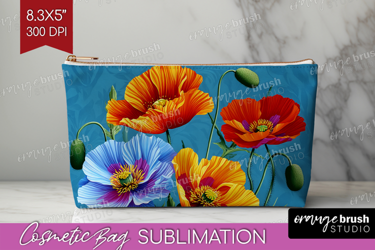 3D Flowers Cosmetic Bag - Summer Makeup Bag PNG Sublimation