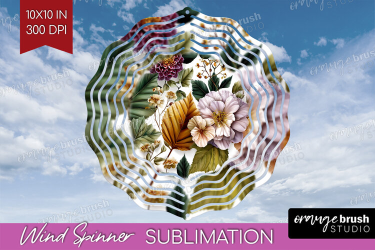 3D Flowers Wind Spinner Sublimation PNG - Summer Round example image 1