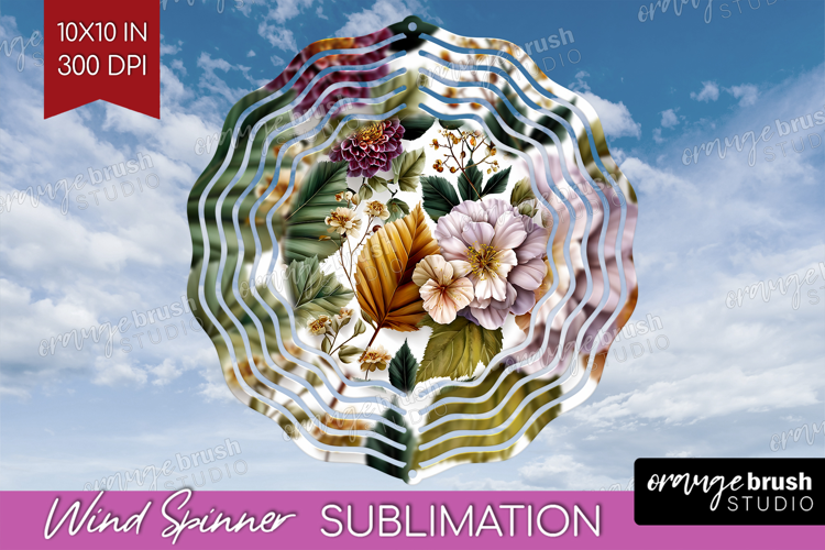 3D Flowers Wind Spinner Sublimation PNG - Summer Round