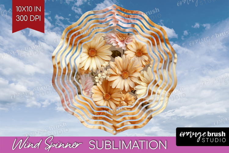 3D Flowers Wind Spinner Sublimation PNG - Summer Round