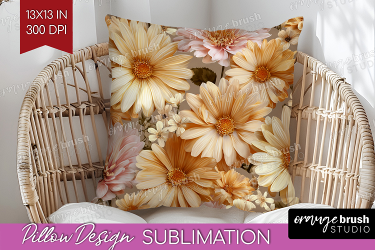3D Flowers Pillow Sublimation - Summer Pillow Cover PNG