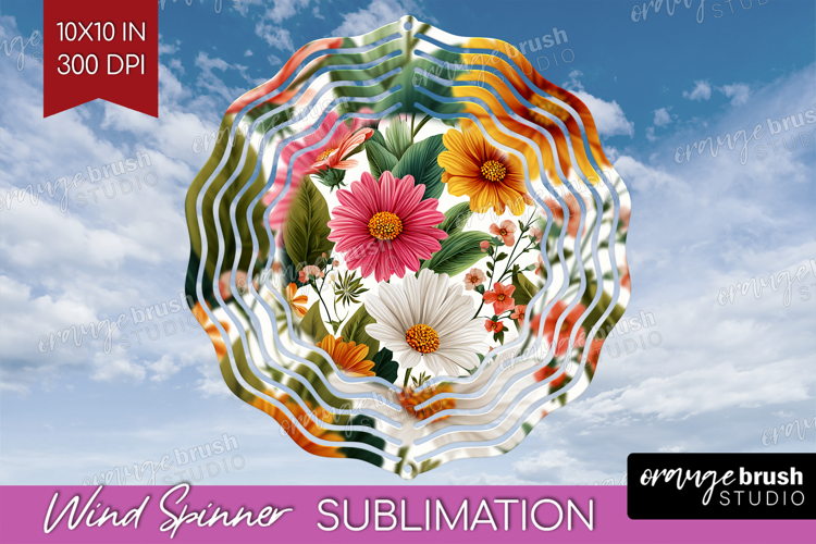 3D Flowers Wind Spinner Sublimation PNG - Summer Round