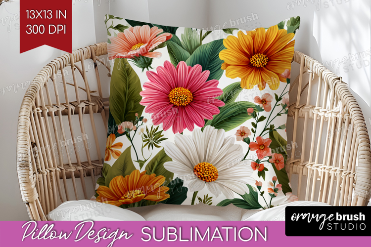 3D Flowers Pillow Sublimation - Summer Pillow Cover PNG