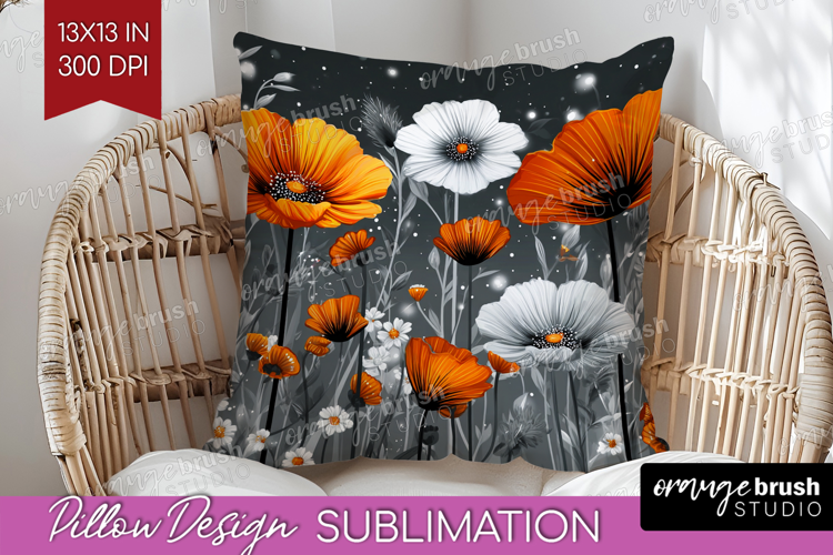 3D Flowers Pillow Sublimation - Summer Pillow Cover PNG