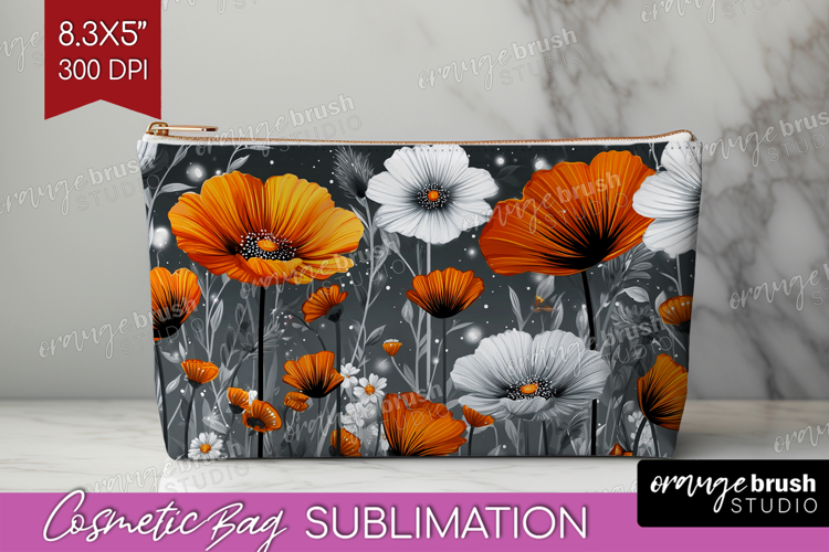 3D Flowers Cosmetic Bag - Summer Makeup Bag PNG Sublimation