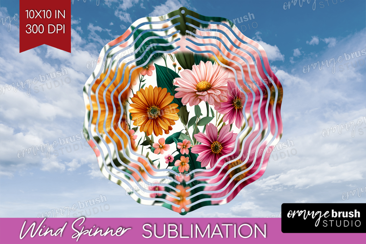 3D Flowers Wind Spinner Sublimation PNG - Summer Round
