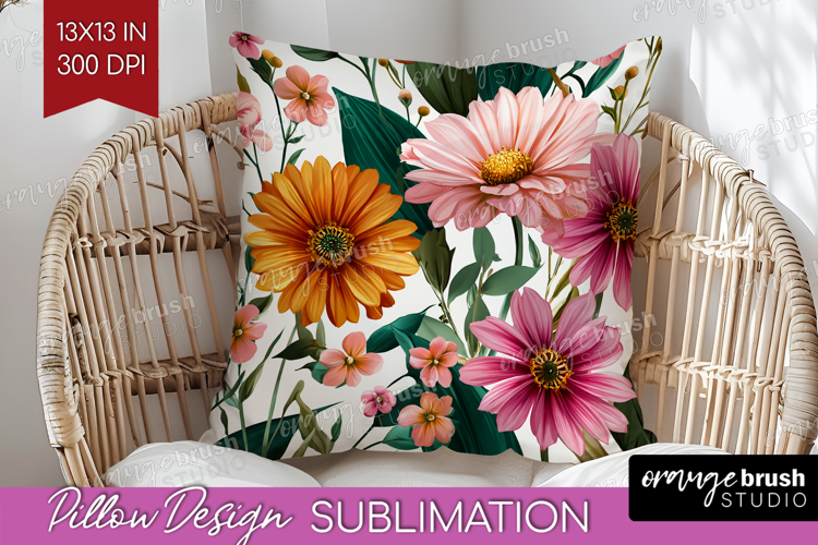 3D Flowers Pillow Sublimation - Summer Pillow Cover PNG