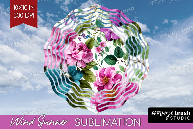 3D Flowers Wind Spinner Sublimation PNG - Summer Round