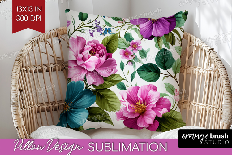 3D Flowers Pillow Sublimation - Summer Pillow Cover PNG