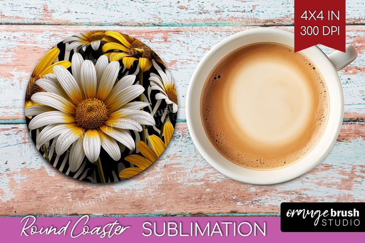 3D Flowers Round Coaster - Summer Coaster PNG Sublimation