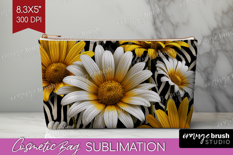 3D Flowers Cosmetic Bag - Summer Makeup Bag PNG Sublimation